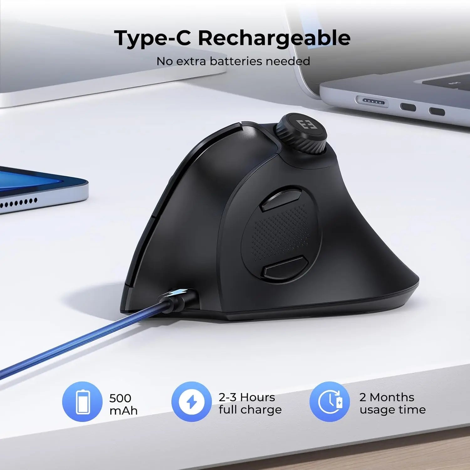 seenda Ergonomic Wireless Mouse with Multi-Device Volume Control