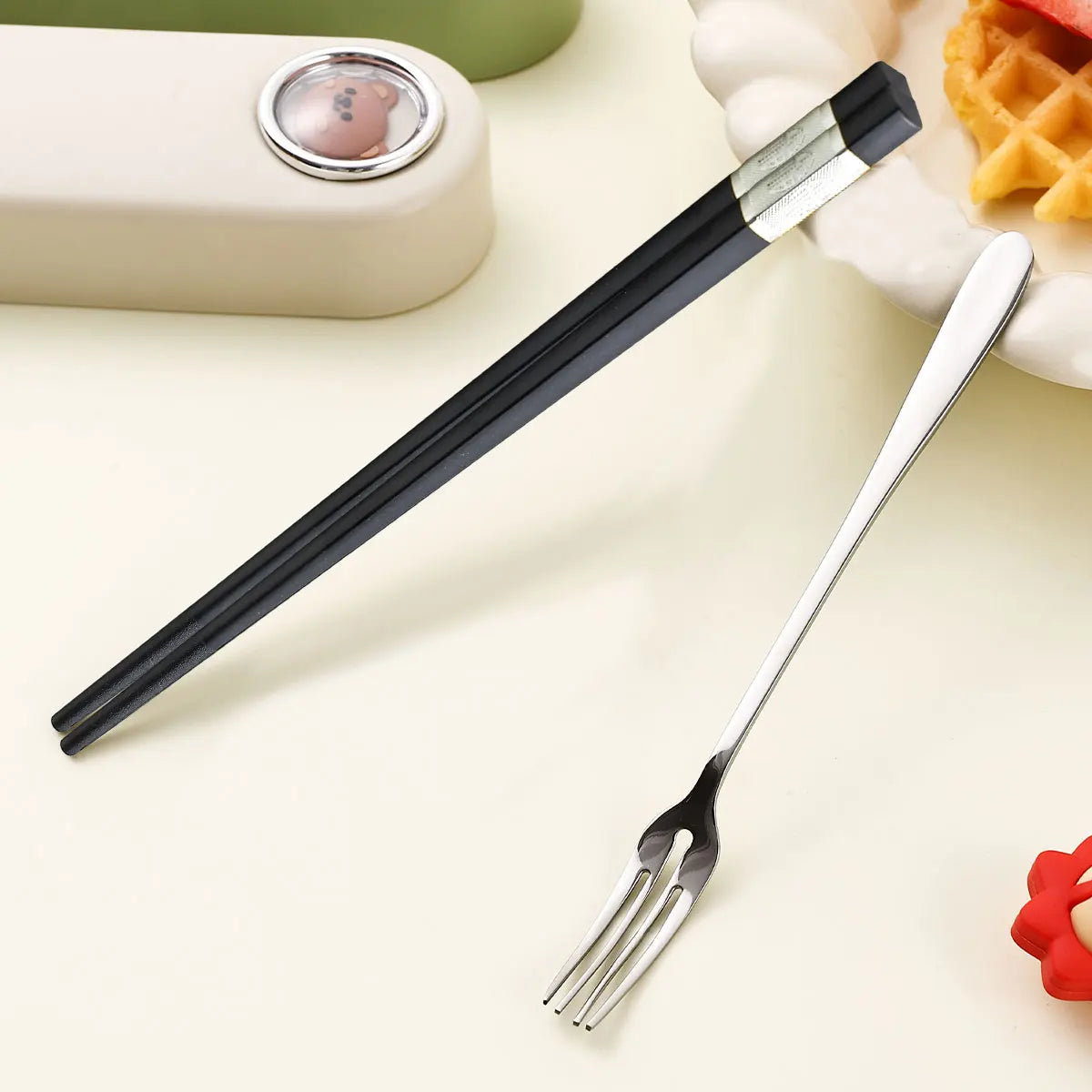 3pcs Cartoon Stainless Steel Dinnerware Set - Eco-Friendly Travel Tableware