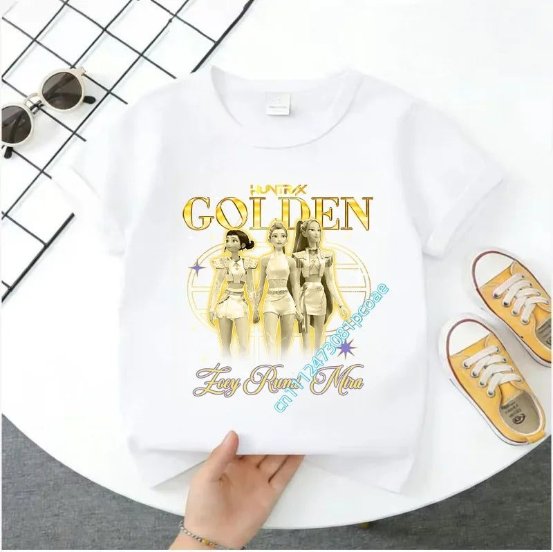 Cute Kpop Demon Hunters T-Shirt for Kids | Short Sleeve Cotton Tee