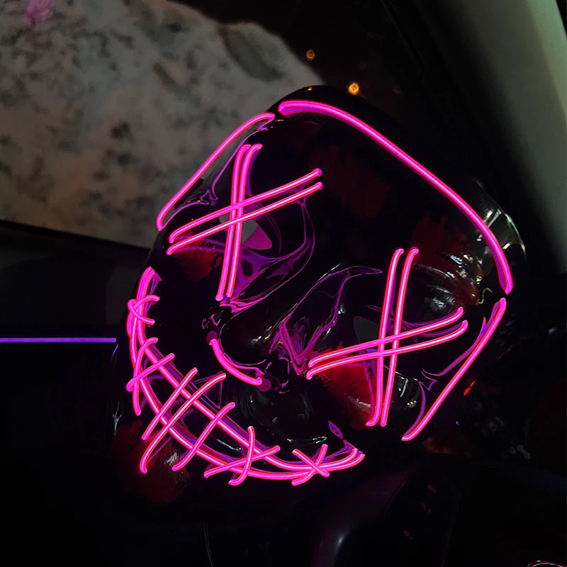 Glow-in-the-Dark Wireless LED Purge Mask for Halloween Cosplay