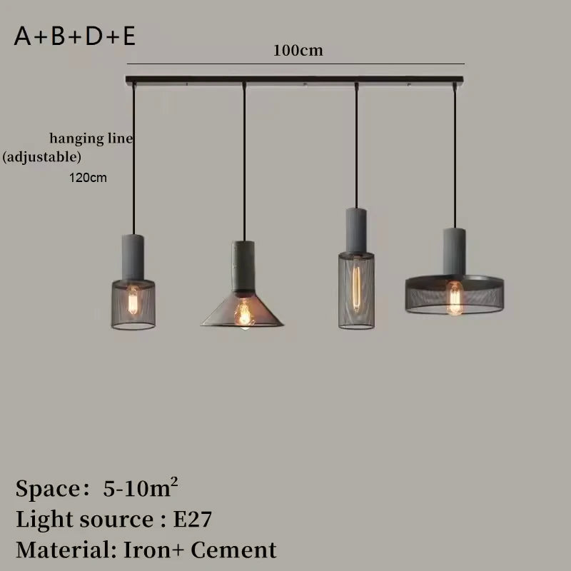 Vintage Industrial Cement Pendant Light - E27 LED Chandelier