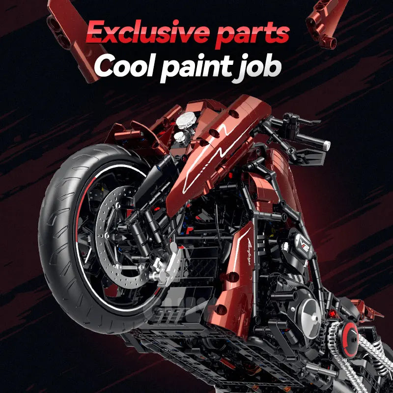 MOULD KING 1:5 Dark Racing Motorcycle Building Block Set for Kids