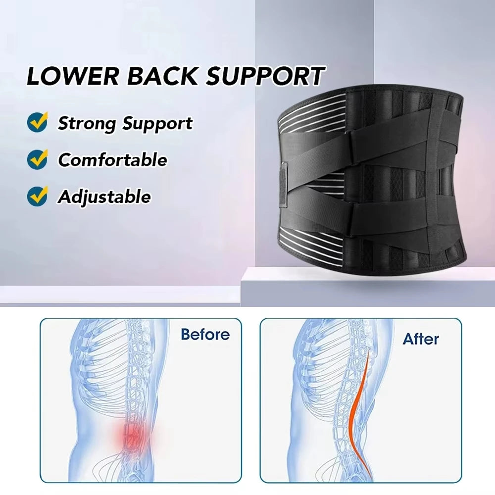 Breathable Back Brace for Lower Back Pain Relief - Support for Heavy Lifting