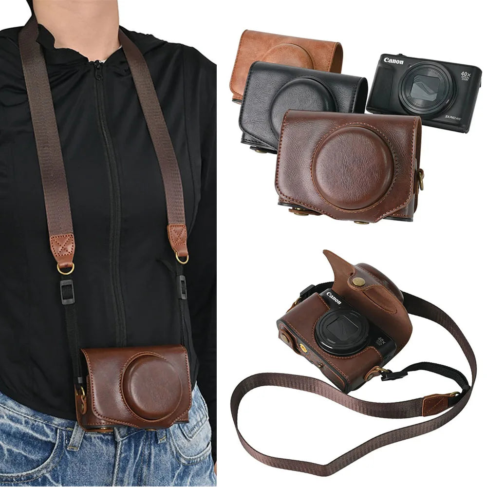 Premium PU Leather Case for Canon SX740 HS - Full Body Protection
