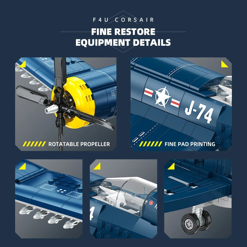 F4U Corsair Fighter Building Blocks Kit - STEM Model Experience