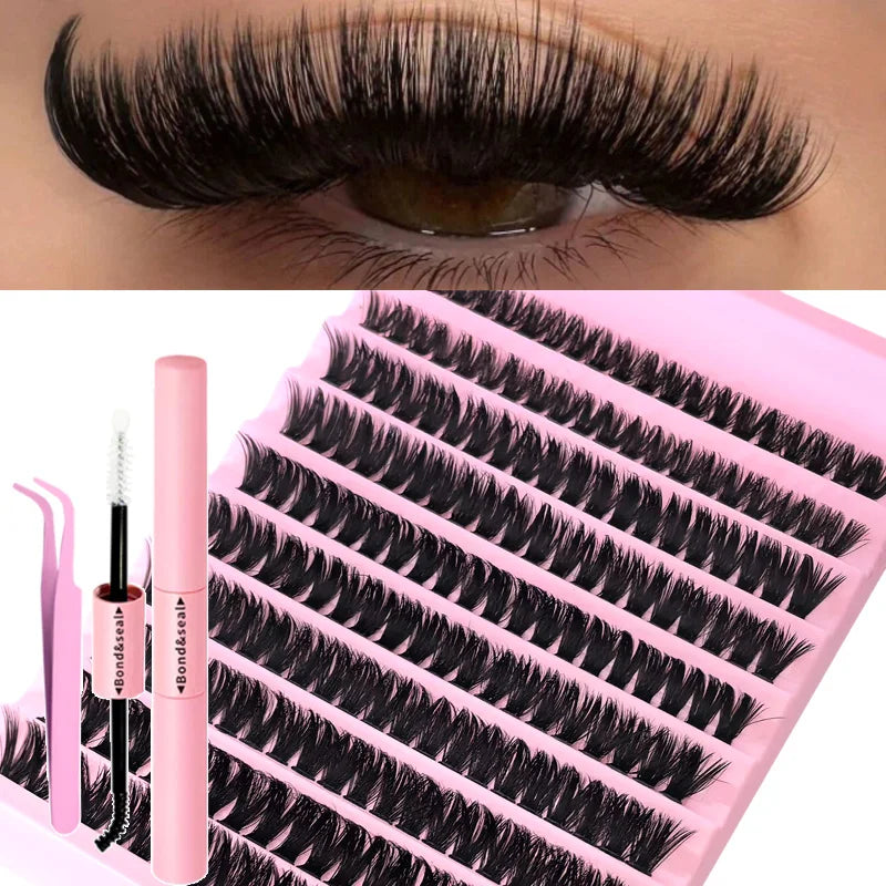 DIY Eyelash Extension Kit - Natural Long Individual Lashes Clusters
