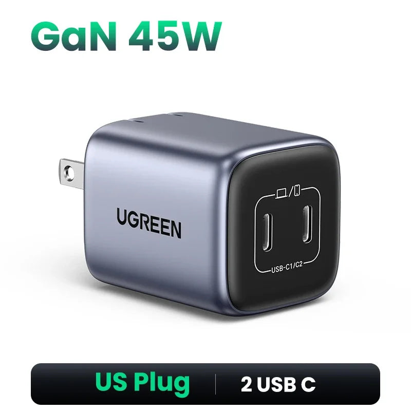 UGREEN 45W GaN USB Charger - Fast Charging with Dual USB-C Ports