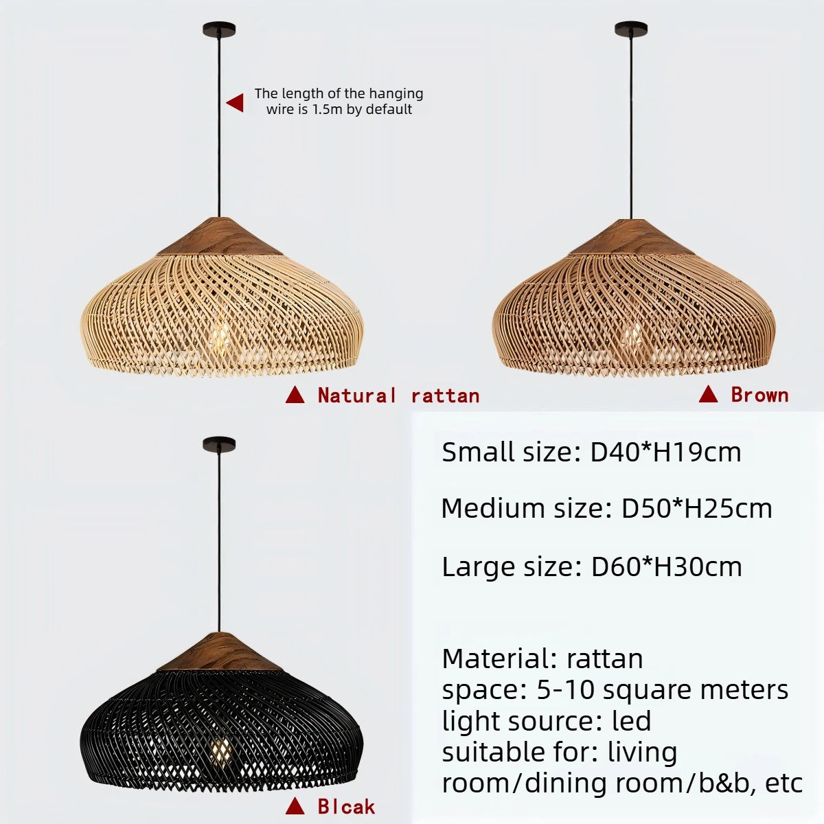 Japanese Wabi-Sabi Hand-Woven Rattan Pendant Light - Boho E27 Lamp