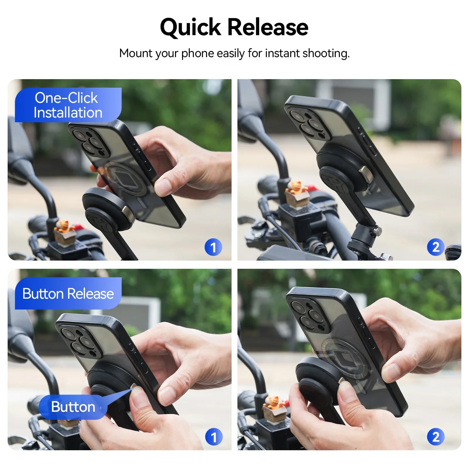 TELESIN 360° Rotating Phone Holder for Bikes & Motorcycles - Capture Every Ride