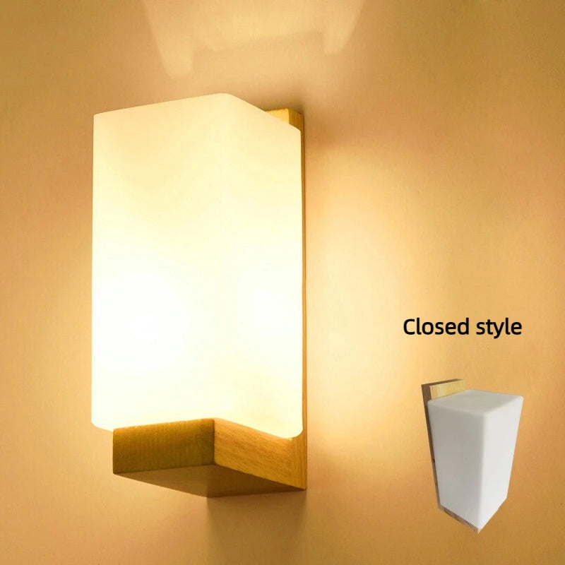Elegant Nordic LED Wall Lamp with Solid Wood Base for Modern Interiors