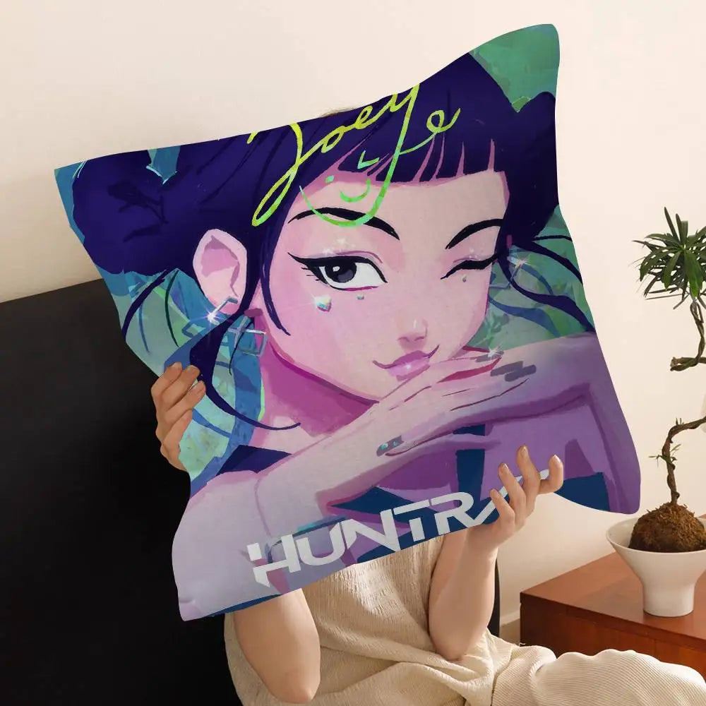 Kop-Cartoon K-Pop Demon Hunters Cushion Cover - Home Decor Pillow