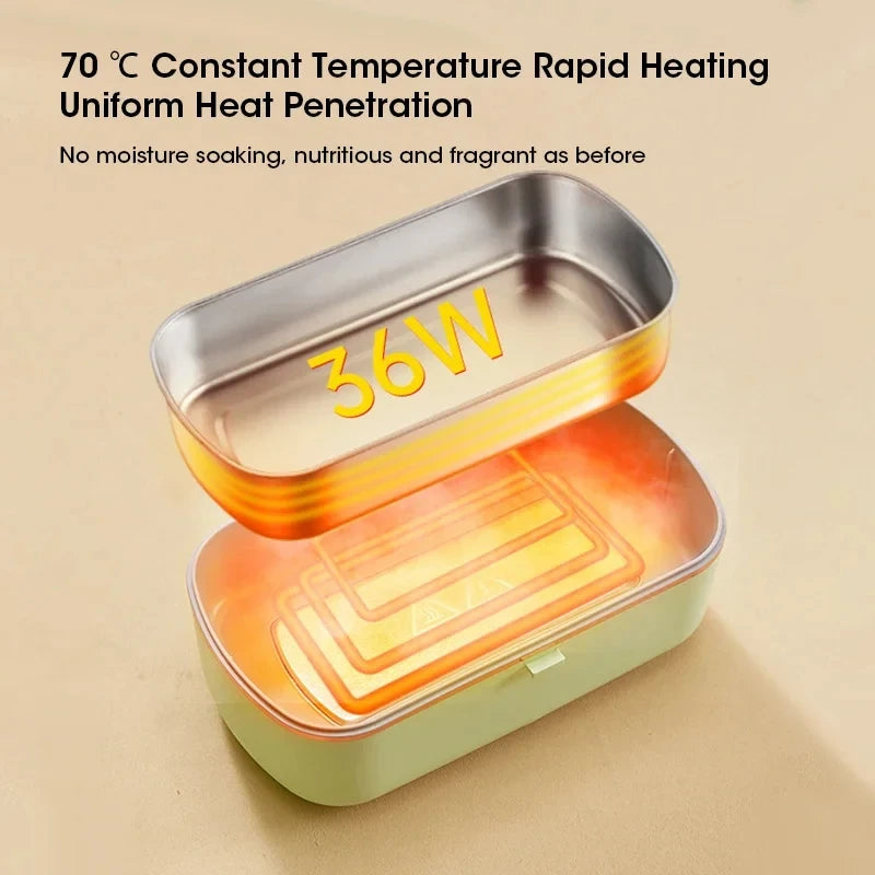 Portable Electric Food Warmer Lunch Box - 900ml Stainless Steel