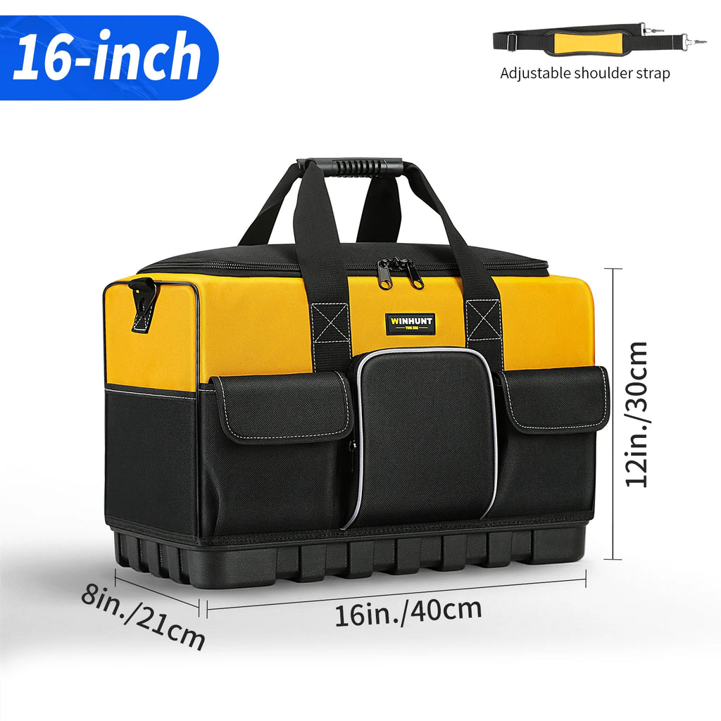 Heavy Duty Electrician Tool Bag with 16 Pockets & Hard Bottom