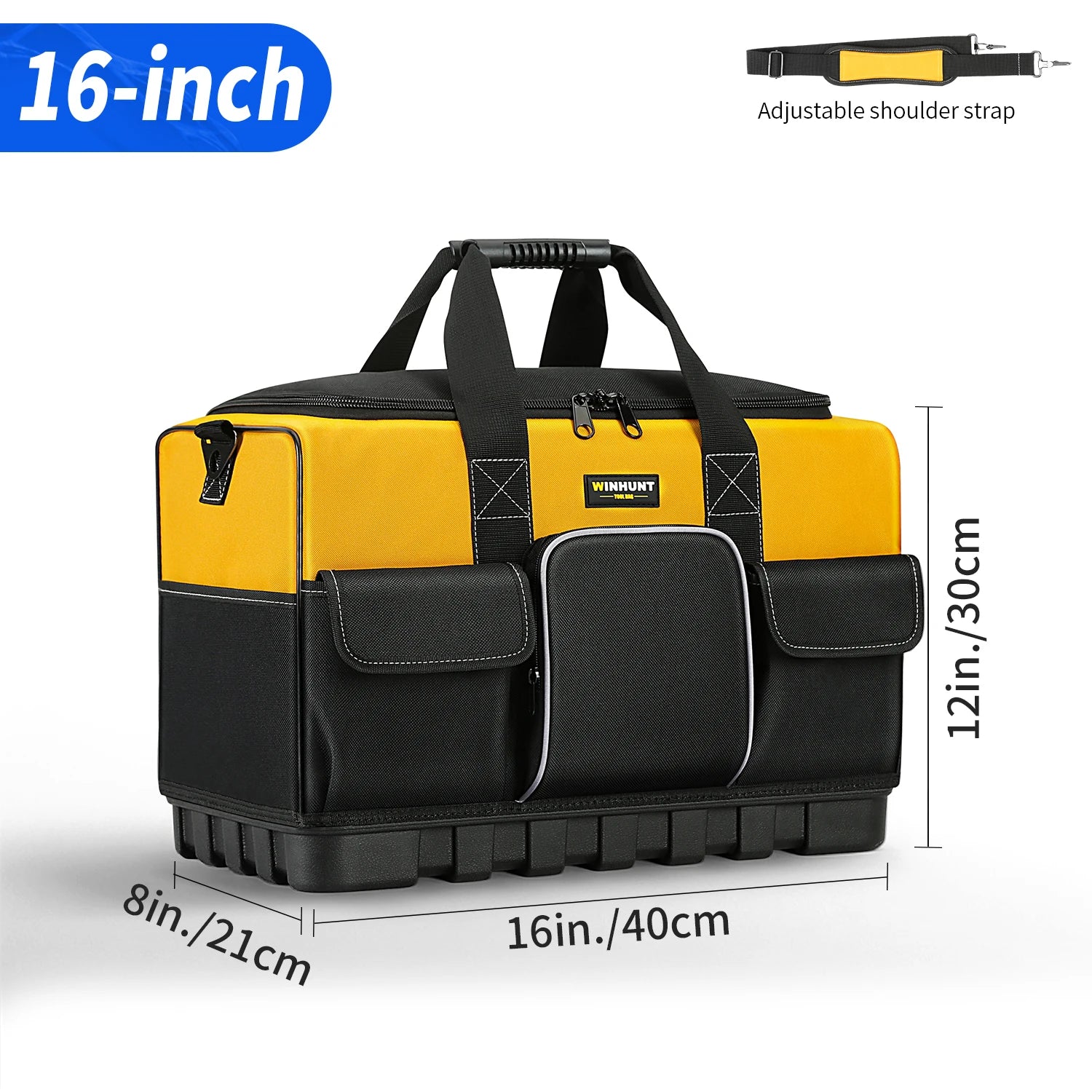 Heavy Duty Electrician Tool Bag with 16 Pockets & Hard Bottom