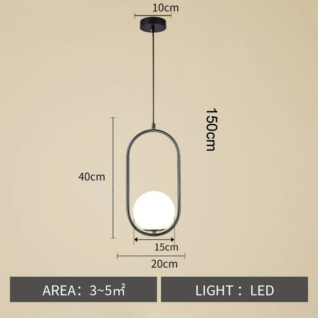 Modern Nordic Glass Ball Pendant Light - Elegant Brass & Black Design