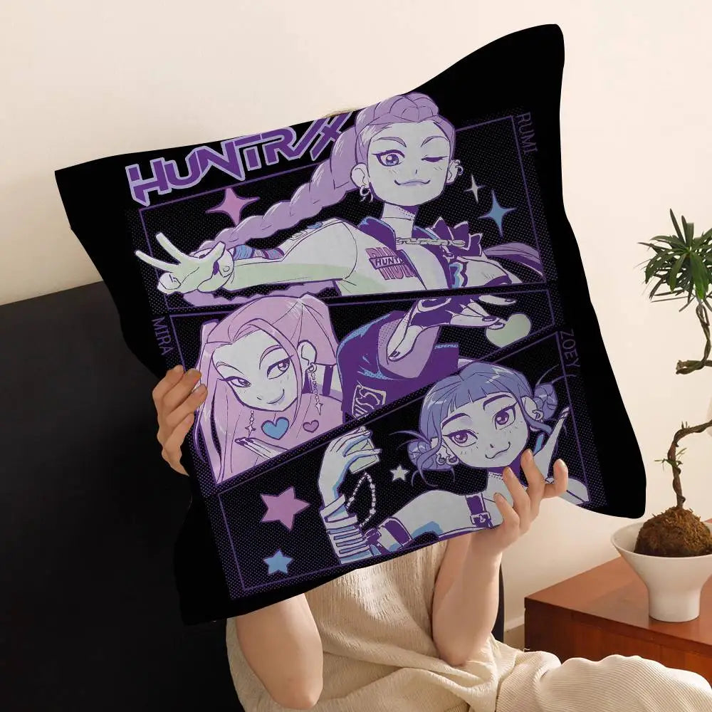 Kop-Cartoon K-Pop Demon Hunters Cushion Cover - Home Decor Pillow