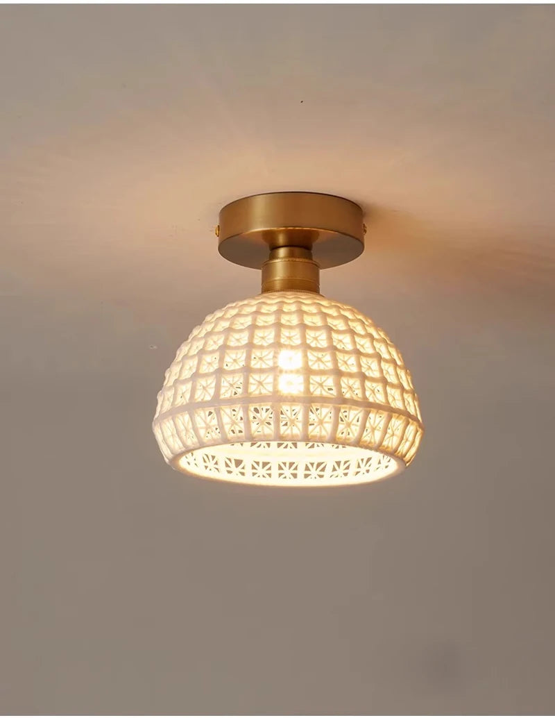 Elegant Ceramic Pendant Lamp for Dining & Living Spaces - Bronze Finish