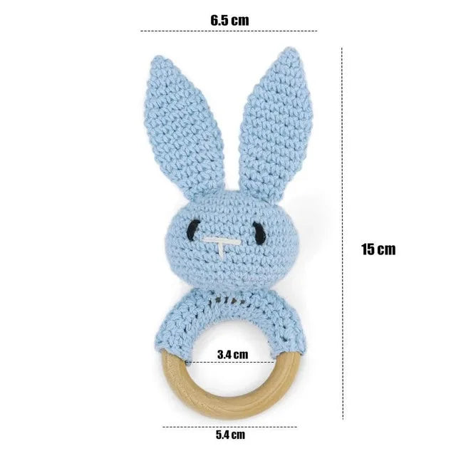 Bopoobo Baby Crochet Rattle Toy - Soft Wooden Teether & Infant Gym