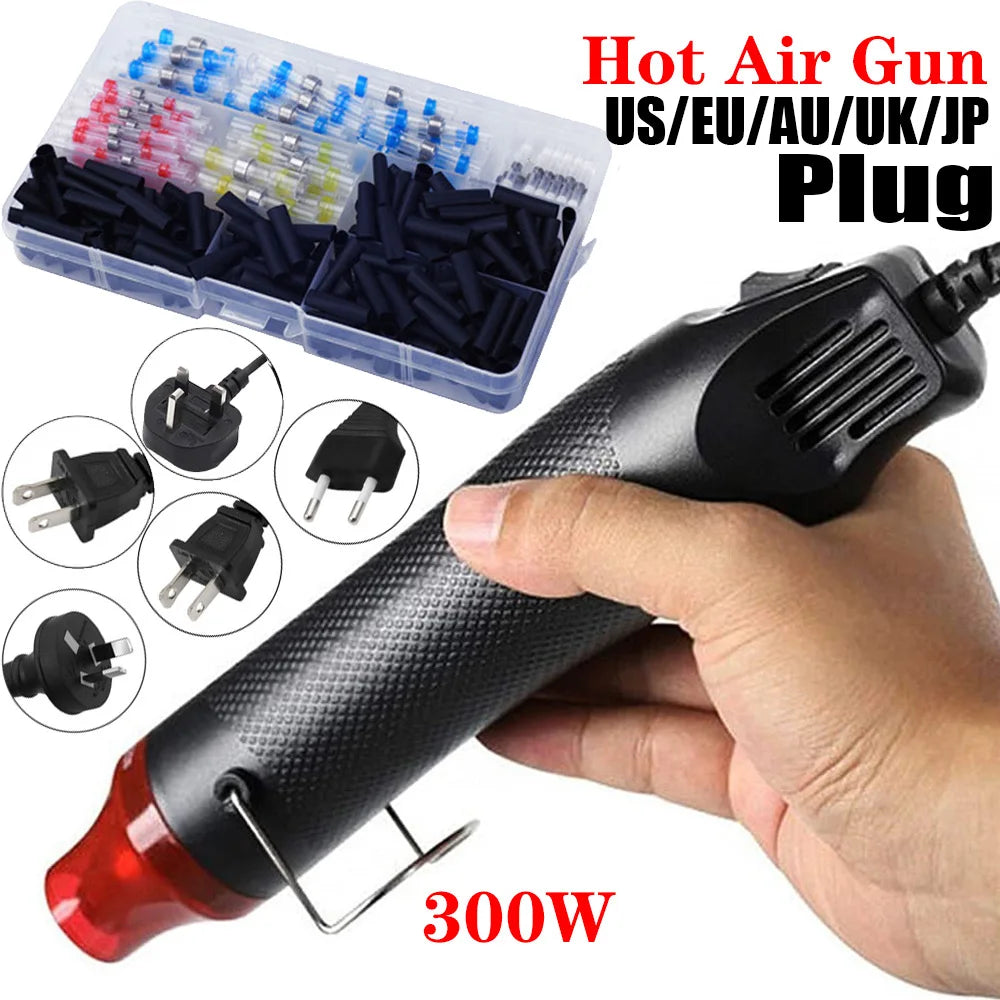 300W Mini Heat Gun with 300PCS Heat Shrink Butt Connectors for Crafts