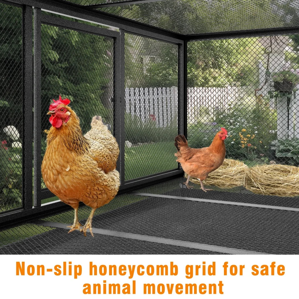Heavy Duty Metal Chicken Coop with Waterproof Cover & Rolling Wheels