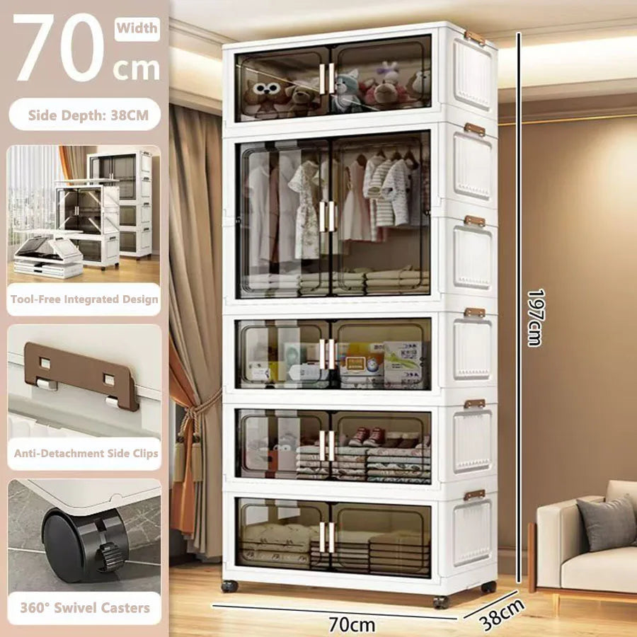 Folding Storage Cabinet - Multi-Use Organizer for Home & Kitchen