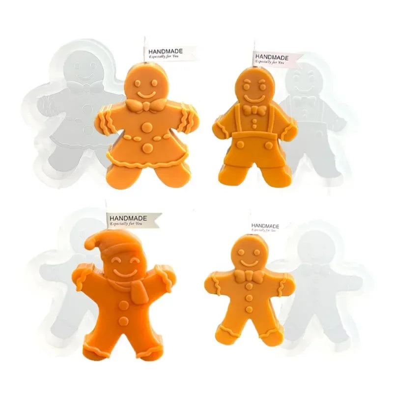 3D Gingerbread Man Silicone Candle Mold for DIY Crafts & Home Decor