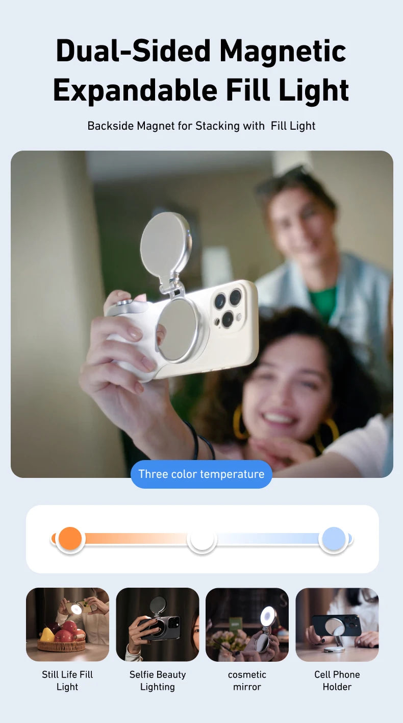 TELESIN Magnetic Phone Grip & Remote Control for iPhone/Huawei/Samsung