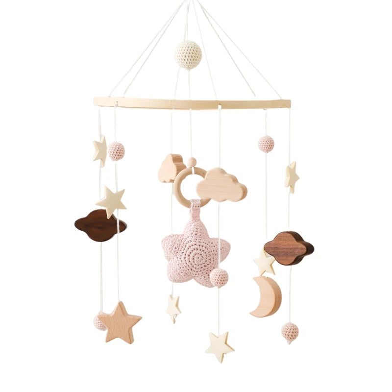 Wooden Baby Crib Mobile with Musical Rattle - Perfect Infant Toy