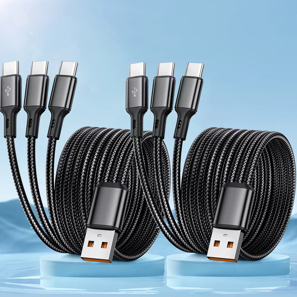3-in-1 USB-C 100W Fast Charging Data Cable for Samsung & Xiaomi