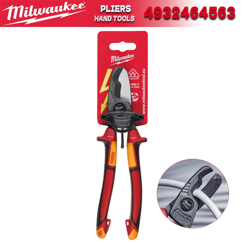 Milwaukee VDE Insulated Cable Cutting Pliers - 8-Inch Electrician Tool