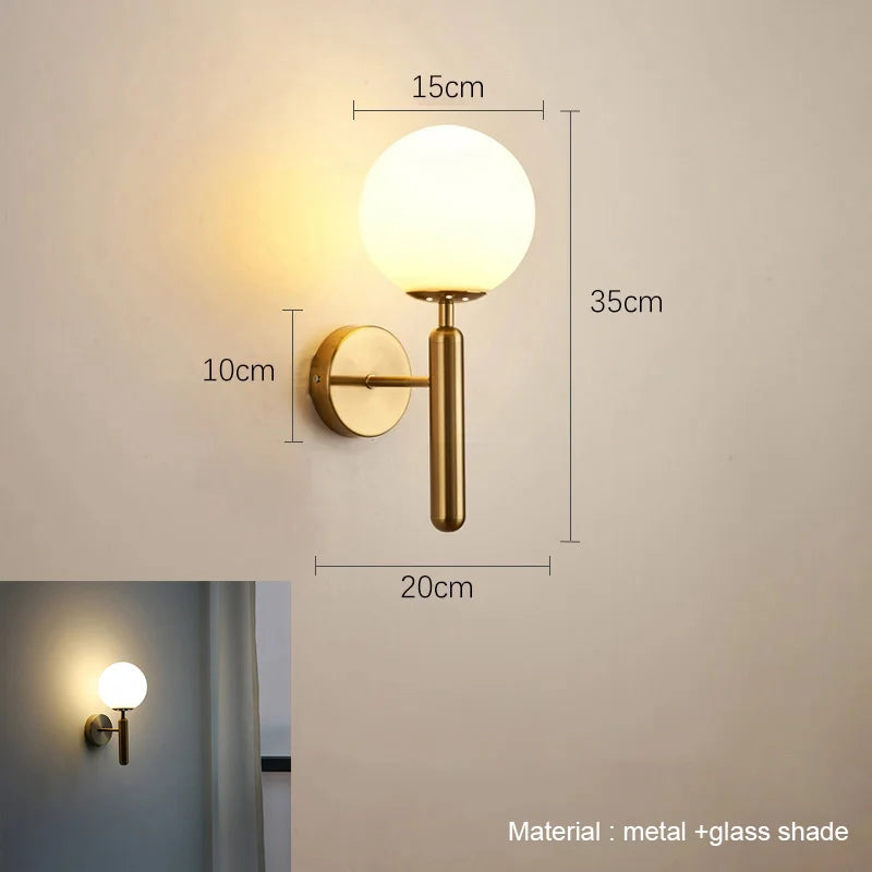 Modern Nordic Glass Ball Pendant Light - Elegant Brass & Black Design