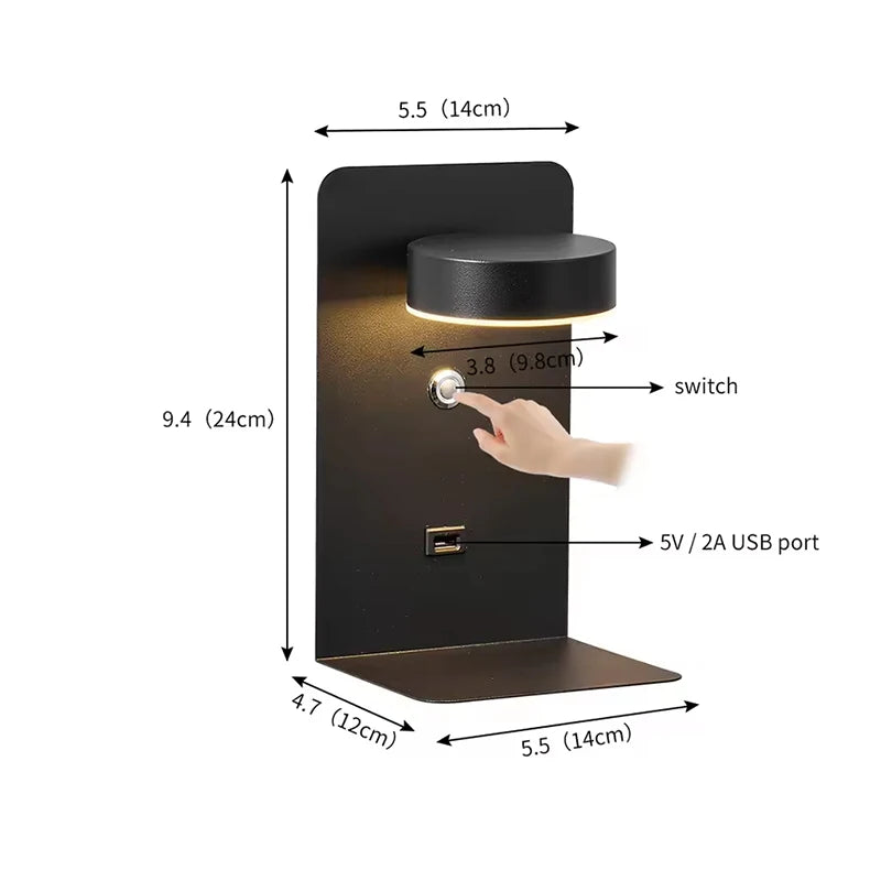 Modern LED Wall Lamp with USB Charging - Stylish Indoor Sconce