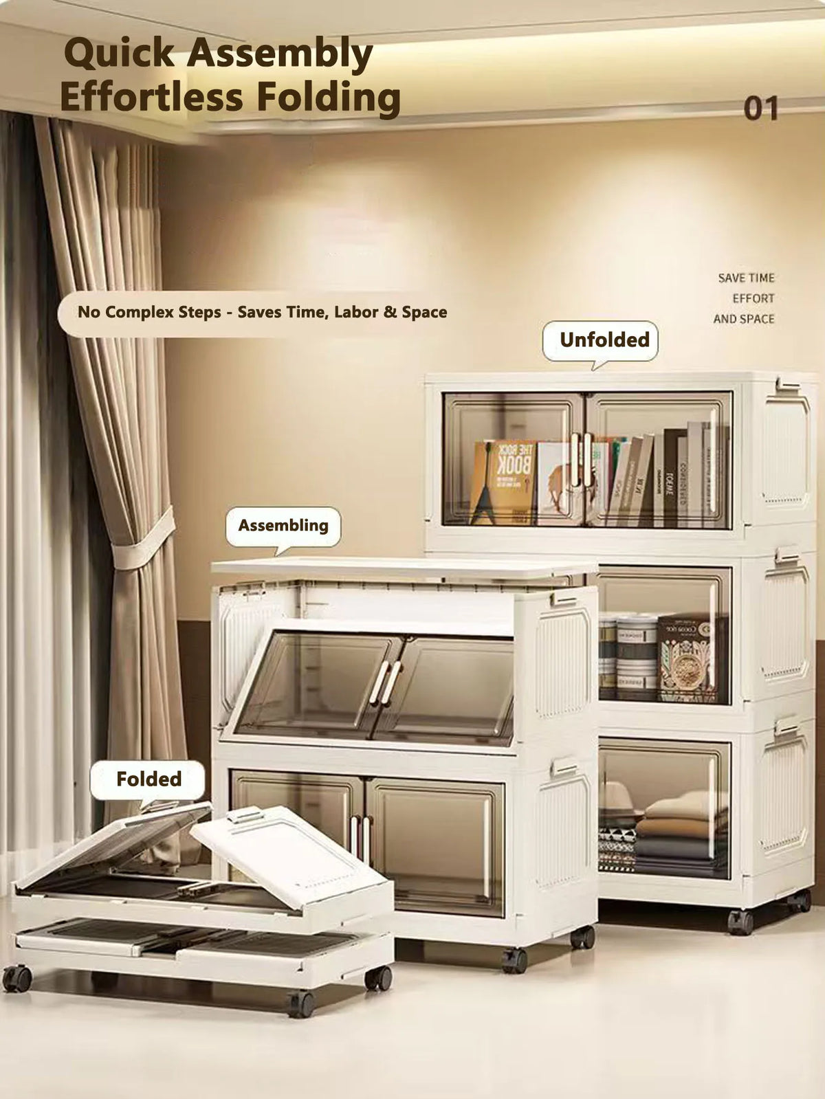 Folding Storage Cabinet - Versatile Toy & Snack Organizer for Home