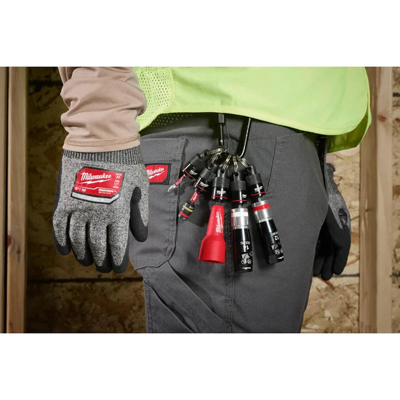 Milwaukee 5-Piece Portable Bit Holder Keychain Set with Carabiner