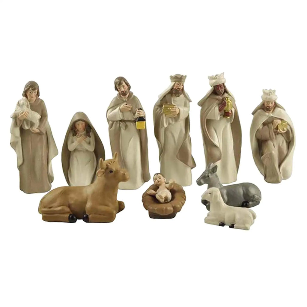 10-Piece Christmas Nativity Set - Elegant Resin Decor for Holiday Joy