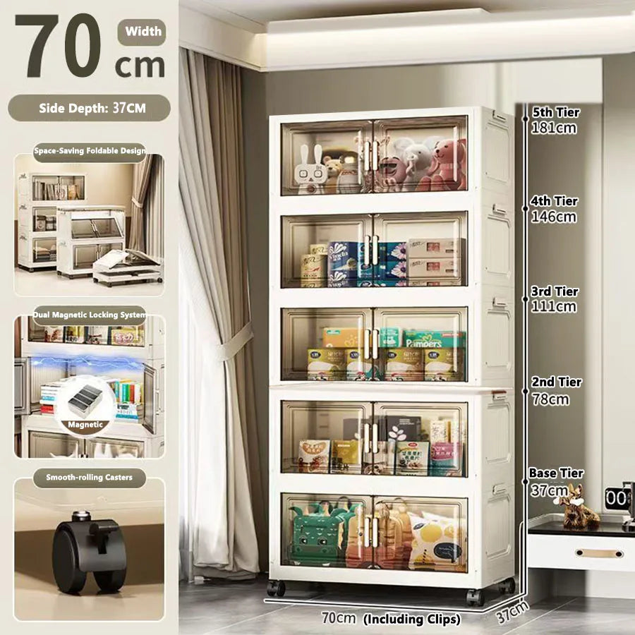 Folding Storage Cabinet - Versatile Toy & Snack Organizer for Home