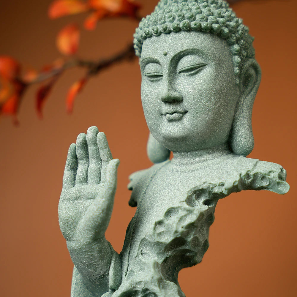 Zen Buddhist Statue - Calm Your Space with Green Sandstone Art