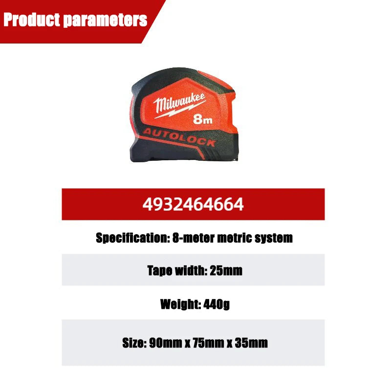 Milwaukee 5m & 8m Precision Self-Locking Tape Measure – Durable & Accurate