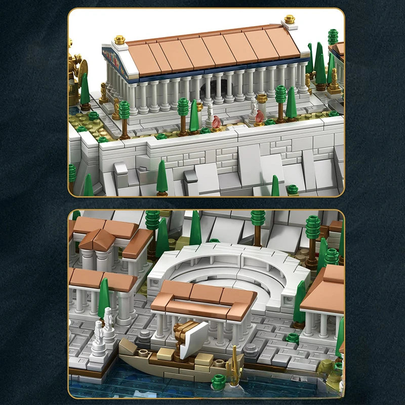 1988PCS MOC Retro Greece Acropolis Castle Building Blocks Toy