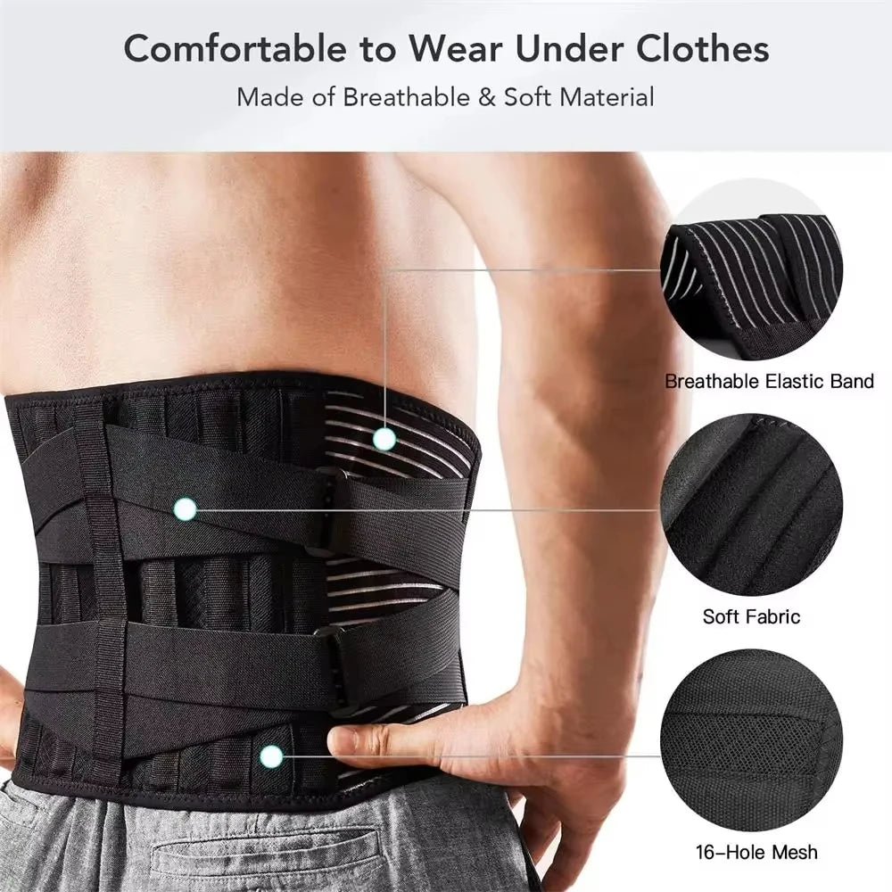 Breathable Back Brace for Lower Back Pain Relief - Support for Heavy Lifting