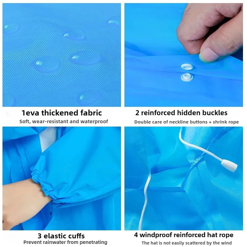 EVA Rain Suit Poncho - Waterproof & Windproof Travel Raincoat