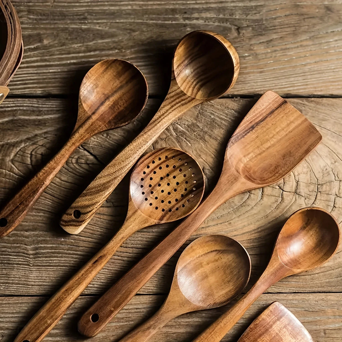 5-Piece Eco-Friendly Wooden Kitchen Utensils Set for Non-Stick Cooking