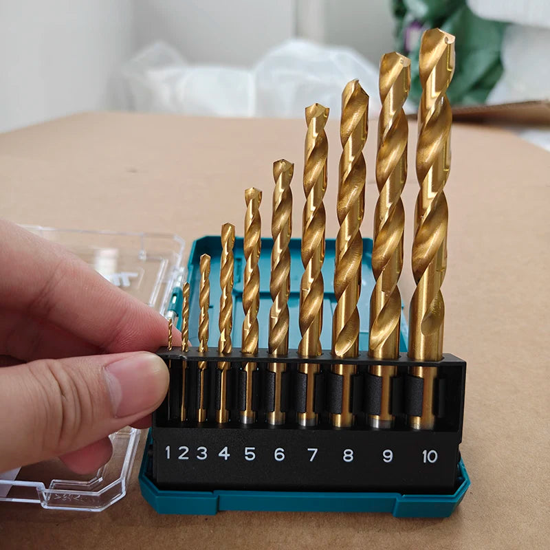 Makita 10PC HSS-TiN Titanium Drill Bit Set | Precision Metal & Wood