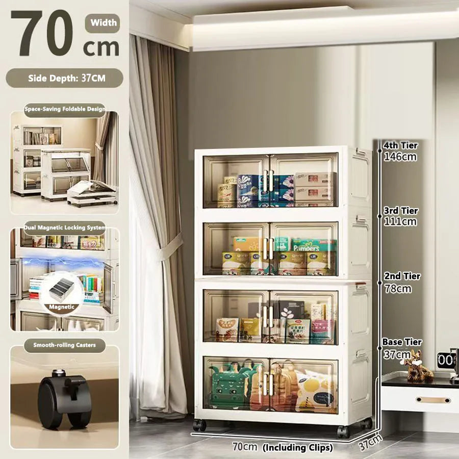Folding Storage Cabinet - Versatile Toy & Snack Organizer for Home