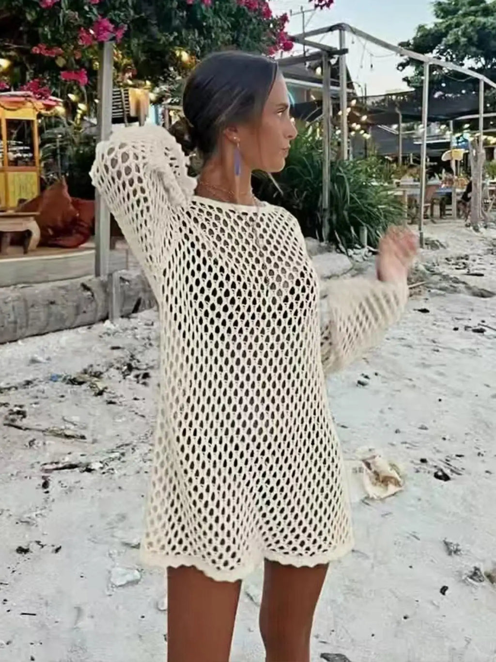 Chic Beach Hollow Out Knit Cover-Up Dress - Perfect Summer Style