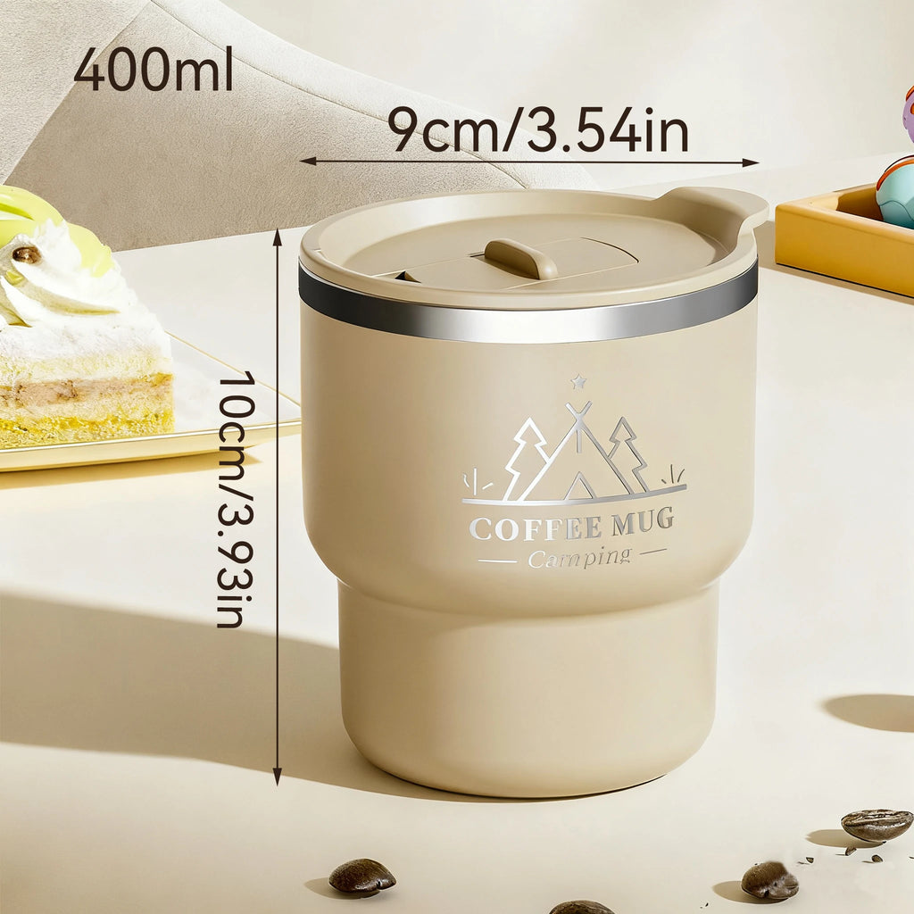 Double Layer Insulated Coffee Cup with Lid - Leak-Proof Design