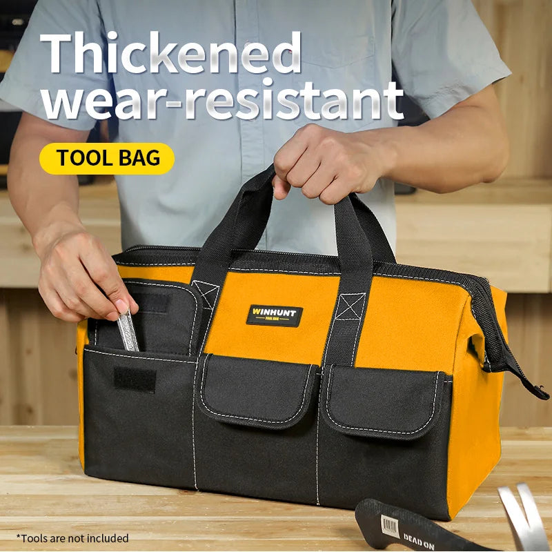 WINHUNT Heavy Duty Wide Mouth Tool Bag for Electricians & Mechanics