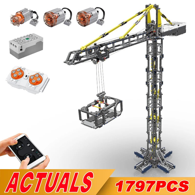 MOULD KING 17004 Remote Control Tower Crane Building Blocks Set
