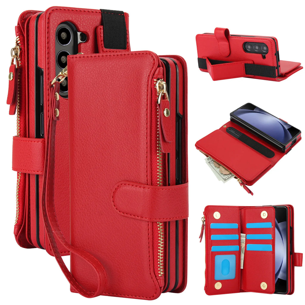 Premium Crossbody Leather Phone Case for Samsung Galaxy Z Fold 3-7