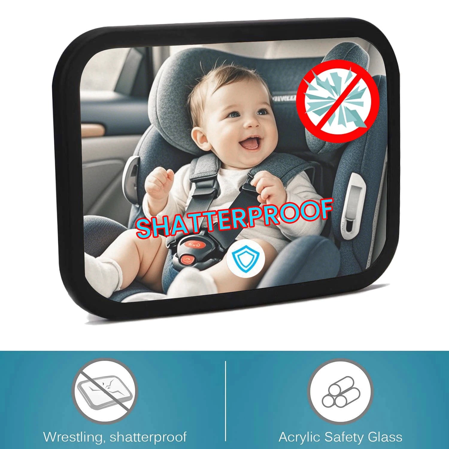 Deluxe Baby Car Mirror - Ultra HD Shatterproof Backseat Safety